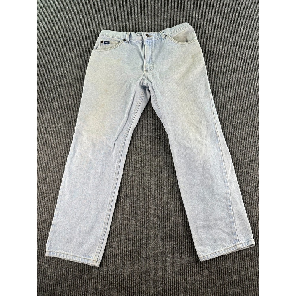 Lee Jeans Men's 34x28 Light Wash Denim Straight Leg 100% Cotton Vintage USA